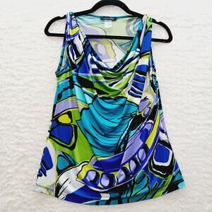 Blouse Tank Top Teal Lime Y2K Coquette Brazilcore Psychedelic Bright Edgy Size M